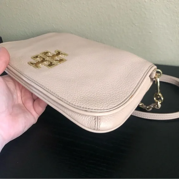 Tory Burch Britten Pale Pink Leather Crossbody Clutch Bag - Picture 7 of 15
